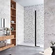 AICA SANITAIRE - Volet pivotant seul 40x200cm pour paroi de douche italienne noire en verre 8mm, retour pivotant à 180°, verre anticalcaire - vignette