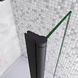 AICA SANITAIRE - Volet pivotant seul 40x200cm pour paroi de douche italienne noire en verre 8mm, retour pivotant à 180°, verre anticalcaire - vignette