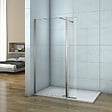 AICA SANITAIRE - Paroi de douche 80+40x200cm avec barre de fixation 90cm recoupable, verre 8mm clair de sécurité, AICA paroi de douche à l'italienne avec retour pivotant 40cm - vignette