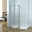 AICA SANITAIRE - Paroi de douche 80+40x200cm avec barre de fixation 90cm recoupable, verre 8mm clair de sécurité, AICA paroi de douche à l'italienne avec retour pivotant 40cm - vignette