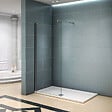 AICA SANITAIRE - Paroi de douche 90x200cm avec barre de fixation 90cm en carré, profilé en chromé, AICA paroi de douche à l'italienne en 8mm verre anticalcaire et securit - vignette