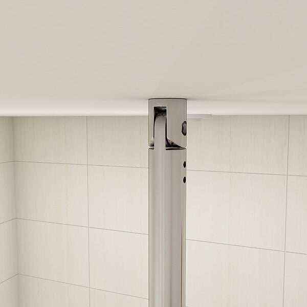 AICA SANITAIRE - Paroi de douche 120x200cm avec barre de fixation au plafond 90-150cm, profilé en chromé, AICA paroi de douche à l'italienne en 8mm verre anticalcaire et securit - large