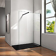 AICA SANITAIRE - Paroi de douche 130x200cm avec barre de fixation 73-120cm en carré, profilé noir mat, AICA paroi de douche à l'italienne en 8mm verre securit anticalcaire - vignette