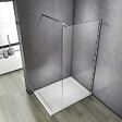 AICA SANITAIRE - Paroi de douche 110x200cm verre 10mm avec barre de fixation 140cm en carré, AICA paroi de douche à l'italienne en verre securit anticalcaire - vignette