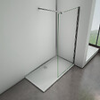 AICA SANITAIRE - Paroi de douche 60x200cm avec barre de fixation 90cm avec grande pince, profilé en chromé, AICA paroi de douche à l'italienne en 8mm verre anticalcaire et securit - vignette