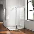 AICA SANITAIRE - Paroi de douche avec retour pivotant fixé 90+25x200cm avec barre de fixation 90cm en carré, AICA paroi de douche à l'italienne en 8mm verre anticalcaire - vignette