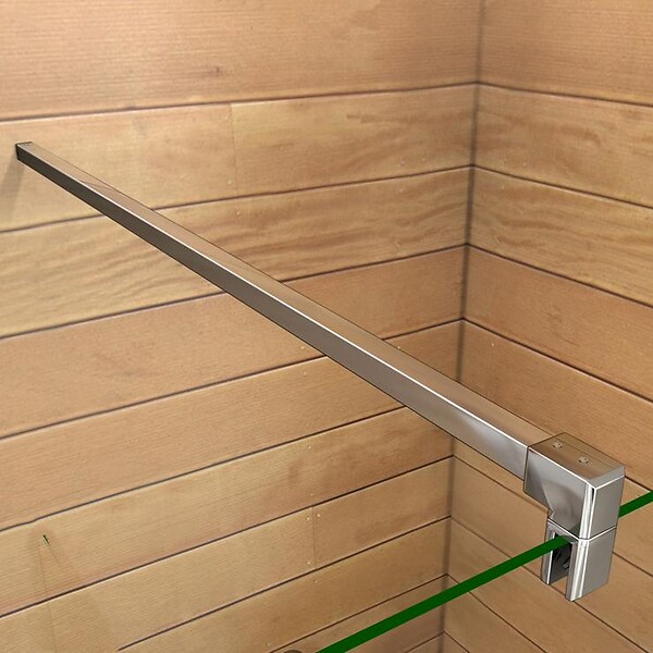 AICA SANITAIRE - Paroi de douche 100x200cm avec barre de fixation 90cm en carré, AICA paroi de douche à l'italienne en 8mm verre bande centrale dépoli - large