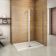 AICA SANITAIRE - Paroi de douche 70+30x200cm avec barre de fixation 73-120cm en carré, verre 8mm anticalcaire, AICA paroi de douche à l'italienne avec retour pivotant 30cm - vignette