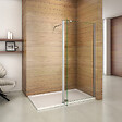 AICA SANITAIRE - Paroi de douche 70+30x200cm avec barre de fixation 73-120cm en carré, verre 8mm anticalcaire, AICA paroi de douche à l'italienne avec retour pivotant 30cm - vignette