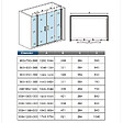 AICA SANITAIRE - Porte de douche battante H.197cm largeur réglable 134 à 139.4cm, porte de douche pivotante à 180° avec 2 éléments fixes en 6mm verre securit anticalcaire - vignette