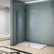 AICA SANITAIRE - Paroi de douche 40x200cm avec barre de fixation d'angle 45cm, profilé en chromé, AICA paroi de douche à l'italienne en 8mm verre anticalcaire et securit - vignette