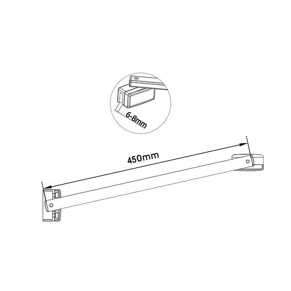 AICA SANITAIRE - Paroi de douche 40x200cm avec barre de fixation d'angle 45cm, profilé en chromé, AICA paroi de douche à l'italienne en 8mm verre anticalcaire et securit - large