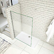 AICA SANITAIRE - Paroi de douche 90x200cm avec barre de fixation 90cm en carré, AICA paroi de douche à l'italienne en 8mm verre bande centrale dépoli - vignette