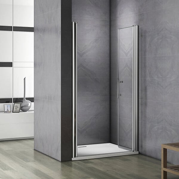 AICA SANITAIRE - Porte de douche battante 105x197cm porte de douche pivotante à 180°, en verre 6mm anticalcaire, installation en niche - large