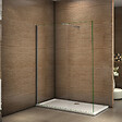 AICA SANITAIRE - Paroi de douche 100x200cm avec barre de fixation 73-120cm en carré, profilé en chromé, AICA paroi de douche à l'italienne en 8mm verre anticalcaire et securit - vignette