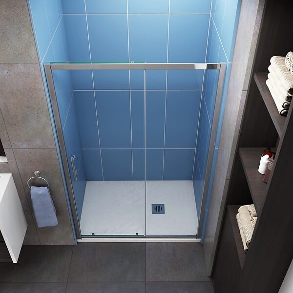 AICA SANITAIRE - Porte de douche coulissante 120x190cm en 5mm verre trempé, AICA porte de douche Hauteur 190cm Installation en niche - large