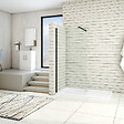 AICA SANITAIRE - Paroi de douche 60x200cm avec barre de fixation 90cm recoupable, profilé noir mat, AICA paroi de douche à l'italienne en 8mm verre securit anticalcaire - vignette