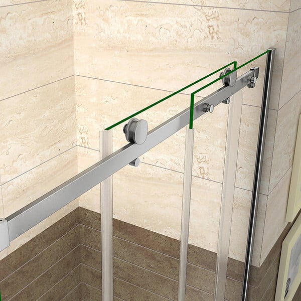 AICA SANITAIRE - Porte de douche coulissante 150cm Hauteur 195cm en verre 8mm securit anticalcaire, porte de douche installée en niche - large
