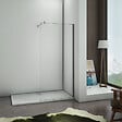 AICA SANITAIRE - Paroi de douche 130x200cm avec barre de fixation 70-120cm en cylindrique, profilé en chromé, AICA paroi de douche à l'italienne en 8mm verre anticalcaire et securit - vignette
