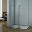 AICA SANITAIRE - Paroi de douche 70+40x200cm avec barre de fixation 70-120cm en cylindrique, verre 8mm clair de sécurité, AICA paroi de douche à l'italienne avec retour pivotant 40cm - vignette