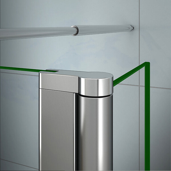 AICA SANITAIRE - Paroi de douche 70+40x200cm avec barre de fixation 70-120cm en cylindrique, verre 8mm clair de sécurité, AICA paroi de douche à l'italienne avec retour pivotant 40cm - large
