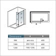AICA SANITAIRE - Paroi de douche avec retour pivotant 120+40x200cm, charnières, AICA paroi de douche à l'italienne en verre anticalcaire avec barre de fixation 73-120cm en carré - vignette