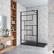 AICA SANITAIRE - Paroi de douche à l'italienne 100+30x200cm avec barre de fixation noire 70-120cm en cylindrique, paroi de douche style modèle avec retour pivotant 30cm en noir mat - vignette