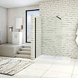 AICA SANITAIRE - Paroi de douche 150x200cm avec barre de fixation 90cm recoupable, profilé noir mat, AICA paroi de douche à l'italienne en 8mm verre securit anticalcaire - vignette