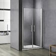 AICA SANITAIRE - Porte de douche battante 120x197cm porte de douche pivotante à 180°, en verre 6mm anticalcaire, installation en niche - vignette