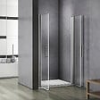 AICA SANITAIRE - Porte de douche battante 120x197cm porte de douche pivotante à 180°, en verre 6mm anticalcaire, installation en niche - vignette