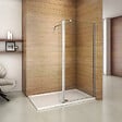 AICA SANITAIRE - Paroi de douche 80+40x200cm avec barre de fixation 73-120cm en carré, verre 8mm clair de sécurité, AICA paroi de douche à l'italienne avec retour pivotant 40cm - vignette