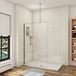 AICA SANITAIRE - Paroi de douche 150x200cm avec barre de fixation au plafond 90-150cm, profilé en chromé, AICA paroi de douche à l'italienne en 8mm verre anticalcaire et securit - vignette