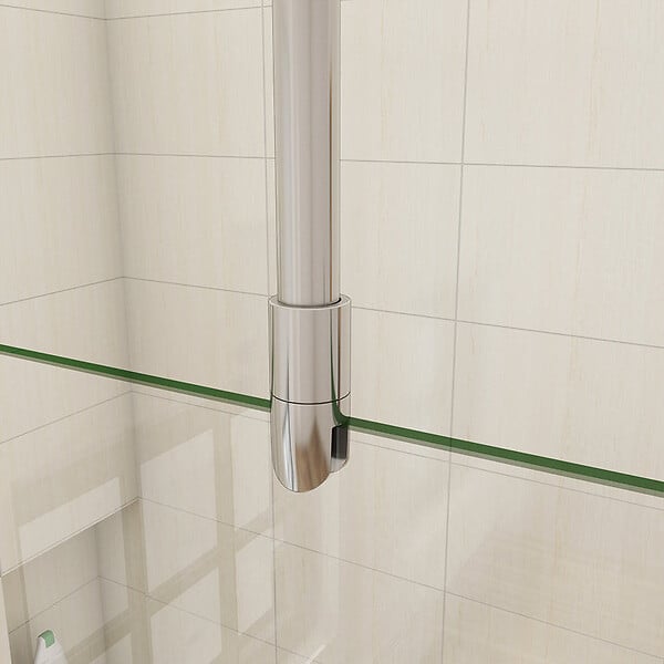 AICA SANITAIRE - Paroi de douche 150x200cm avec barre de fixation au plafond 90-150cm, profilé en chromé, AICA paroi de douche à l'italienne en 8mm verre anticalcaire et securit - large