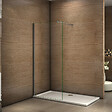 AICA SANITAIRE - Paroi de douche 80x200cm avec barre de fixation 73-120cm en carré, profilé en chromé, AICA paroi de douche à l'italienne en 8mm verre anticalcaire et securit - vignette