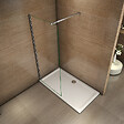 AICA SANITAIRE - Paroi de douche 80x200cm avec barre de fixation 73-120cm en carré, profilé en chromé, AICA paroi de douche à l'italienne en 8mm verre anticalcaire et securit - vignette