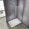 AICA SANITAIRE - Paroi de douche 110x200cm verre 10mm avec barre de fixation 90cm en carré, AICA paroi de douche à l'italienne en verre securit anticalcaire - vignette