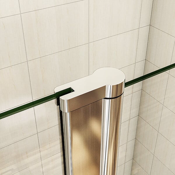 AICA SANITAIRE - Porte de douche battante H.187cm largeur réglable 149 à 154.4cm, porte de douche pivotante à 180° avec 2 éléments fixes en 6mm verre securit anticalcaire - large