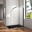 AICA SANITAIRE - Paroi de douche 150x200cm avec barre de fixation 73-120cm en carré, profilé noir mat, AICA paroi de douche à l'italienne en 8mm verre securit anticalcaire - vignette