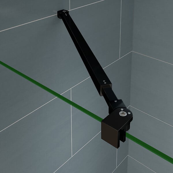 AICA SANITAIRE - Paroi de douche 150x200cm avec barre de fixation 73-120cm en carré, profilé noir mat, AICA paroi de douche à l'italienne en 8mm verre securit anticalcaire - large