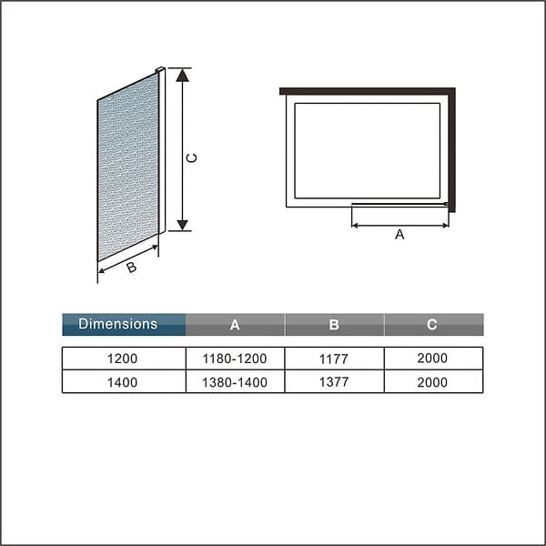 AICA SANITAIRE - Paroi de douche sablé 100x200cm avec barre de fixation 70-120cm en cylindrique, paroi de douche à l'italienne en 8mm verre dépoli et anticalcaire - large