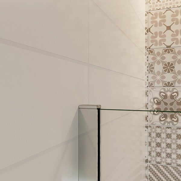 AICA SANITAIRE - Paroi de douche 80+30x200cm avec barre de fixation 90cm en carré, verre 8mm anticalcaire, AICA paroi de douche à l'italienne avec retour pivotant 30cm - large