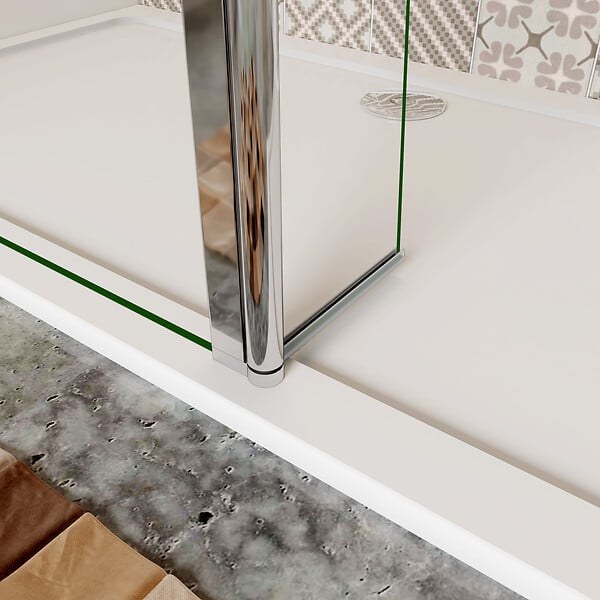 AICA SANITAIRE - Paroi de douche 80+30x200cm avec barre de fixation 90cm en carré, verre 8mm anticalcaire, AICA paroi de douche à l'italienne avec retour pivotant 30cm - large