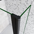 AICA SANITAIRE - Paroi de douche 80+40x200cm avec barre de fixation 90cm en carré, AICA paroi de douche à l'italienne avec retour pivotant 40cm en 8mm verre anticalcaire, profilé noir mat - vignette