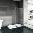 AICA SANITAIRE - Paroi de douche 120+40x200cm avec barre de fixation 140cm en carré, verre 8mm clair de sécurité, AICA paroi de douche à l'italienne avec retour pivotant 40cm - vignette