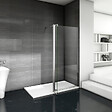 AICA SANITAIRE - Paroi de douche 120+40x200cm avec barre de fixation 140cm en carré, verre 8mm clair de sécurité, AICA paroi de douche à l'italienne avec retour pivotant 40cm - vignette