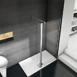 AICA SANITAIRE - Paroi de douche 120+40x200cm avec barre de fixation 140cm en carré, verre 8mm clair de sécurité, AICA paroi de douche à l'italienne avec retour pivotant 40cm - vignette