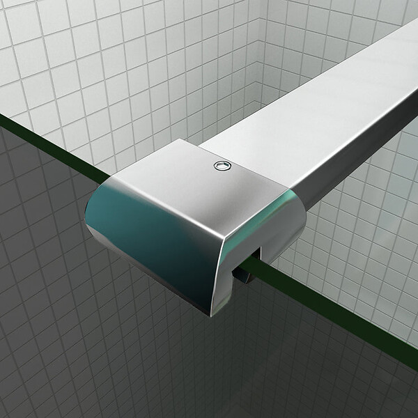 AICA SANITAIRE - Paroi de douche grise 140x200cm avec barre de fixation 140cm recoupable, paroi de douche à l'italienne en 8mm verre anticalcaire - large