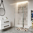 AICA SANITAIRE - Paroi de douche à l'italienne 100+40x200cm avec barre de fixation 90cm en carré, paroi de douche bande central dépoli avec retour pivotant - vignette
