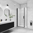 AICA SANITAIRE - Porte de douche pivotante 110x200cm avec un élément fixe Porte de douche noire Hauteur 200cm en 8mm verre anticalcaire - vignette
