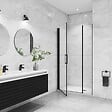 AICA SANITAIRE - Porte de douche pivotante 110x200cm avec un élément fixe Porte de douche noire Hauteur 200cm en 8mm verre anticalcaire - vignette